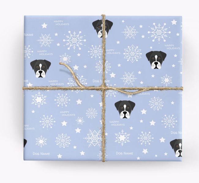 Personalized 'Happy Holidays' Christmas Wrapping Paper with your {breedFullName} icon